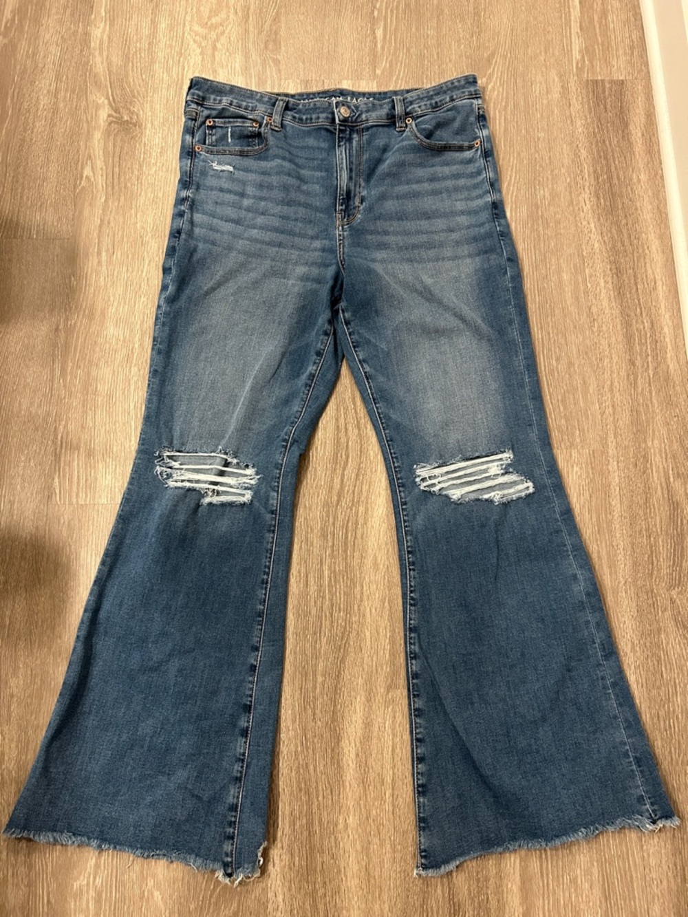 American Eagle Outfitters - Distressed Super High-Rise Flare Jeans